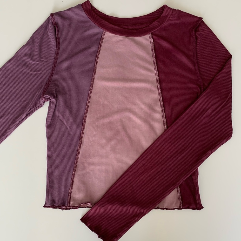 WILD FABLE PURPLE SPLICED JERSEY TOP